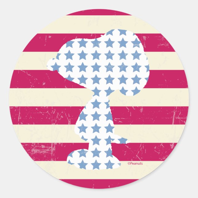 Adesivo Estrelas e Stripes de Vintage Snoopy (Frente)