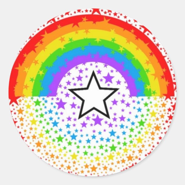Adesivo estrelas explosivas do arco-íris (Frente)