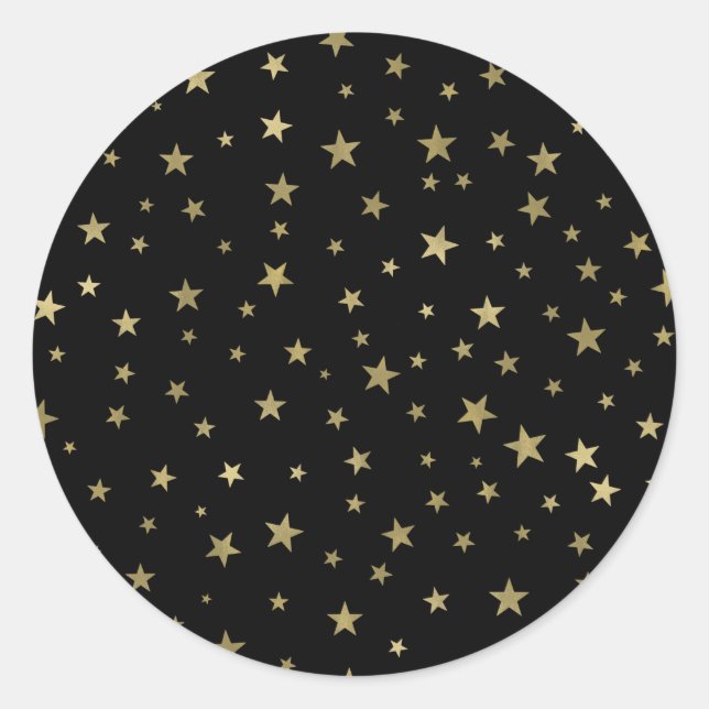Adesivo Estrelas Pretas e Douradas Noite Estrelada Festa C (Frente)