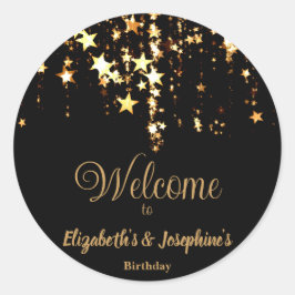 Adesivo Estrelas pretas elegantes e douradas, aniversário 