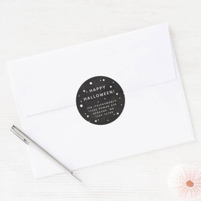 Adesivo Estrelas Preto + Branco Texto/Endereço Personaliza (Envelope)