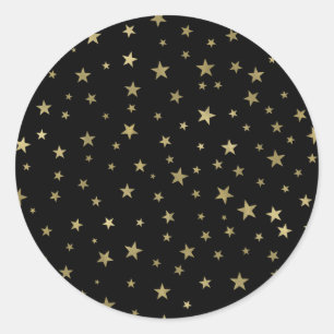 Adesivo Estrelas Preto & Dourado Noite Estrelada Festa Cel