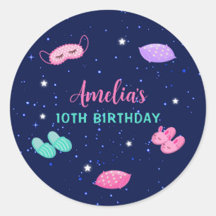 Adesivo Estrelas roxas rosadas do Partido Sleepover do Slu