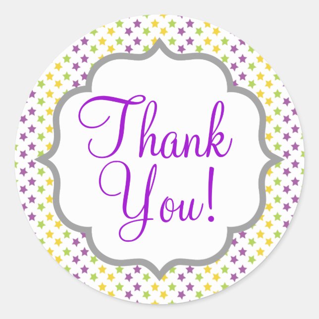 Adesivo Estrelas violetas roxas, verdes e amarelas, estrel (Frente)