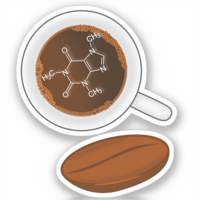Adesivo Estrutura Molecular do Grão de Café - Fórmula da C (Frente)