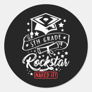Adesivo Estudante De 5 Grau Rock Star Arrastou-A Engraçada