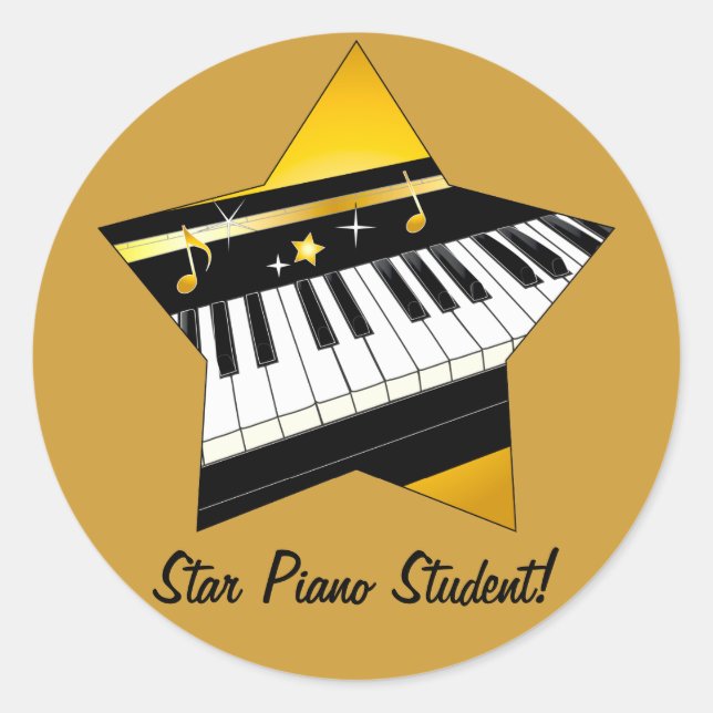 Adesivo Estudante de Piano Estrela (Frente)