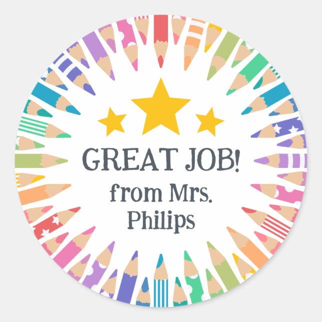 Adesivo Estudante De Trabalho De Excelente De Lápis De Div (Frente)