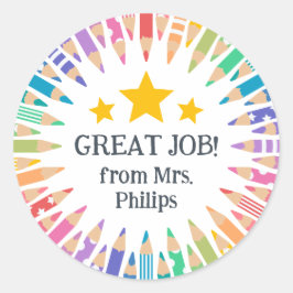 Adesivo Estudante De Trabalho De Excelente De Lápis De Div