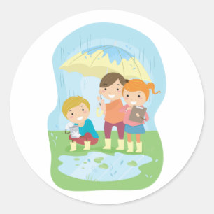 Adesivo Estudo da Natureza das Crianças em Chuva