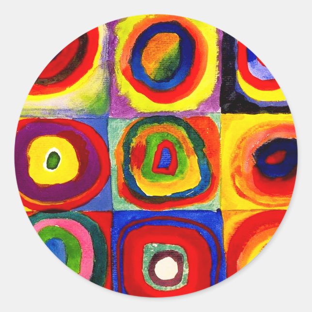 Adesivo Estudo de cor de Kandinsky Quadrados Círculos Arte (Frente)