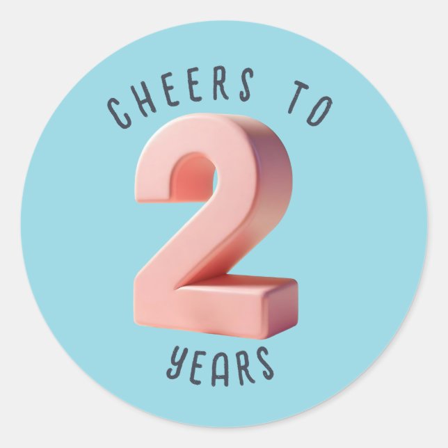 Adesivo Etapa do Número 3D do segundo aniversário ou Anive (Frente)