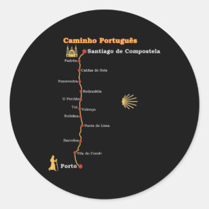 Adesivo Etapas da Rota Caminho Português De Santiago Camin