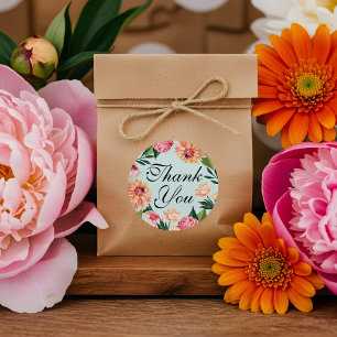 Adesivo Eterno Watercolor Floral Casamento Obrigado