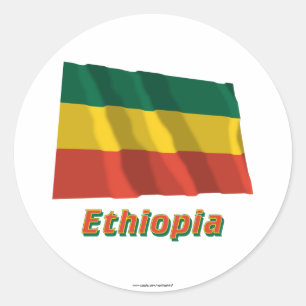 Adesivo Etiópia que acena a bandeira civil com nome