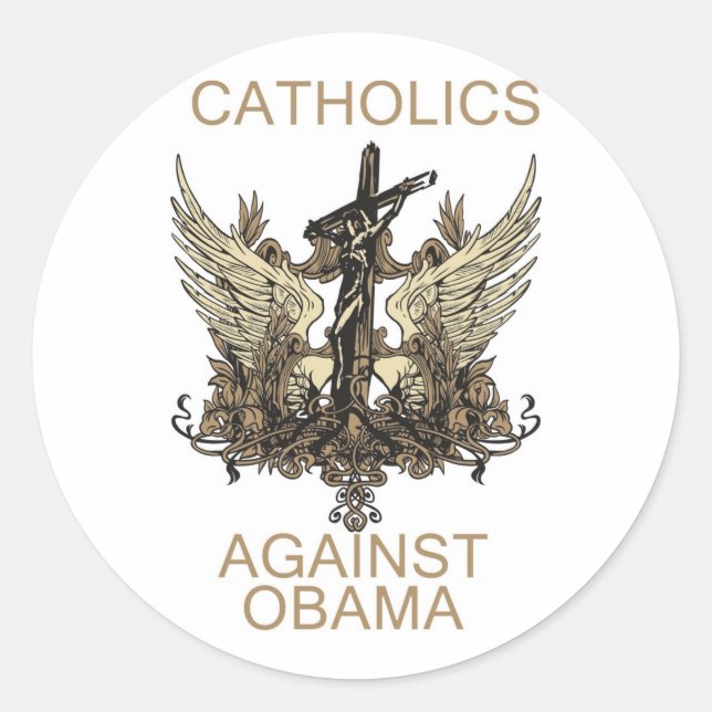 Adesivo Etiqueta-Católicos contra Obama (Frente)