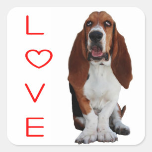 Adesivo / Etiqueta de Cachorro Filhote Basset Houn