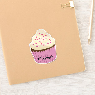Adesivo / Etiqueta de cupcake rosa personalizado