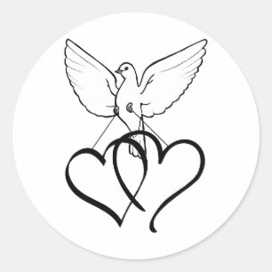 Adesivo Etiqueta/pombas e corações