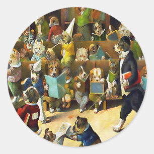Adesivo Etiquetas: Escola do cão por Louis Wain