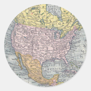 Adesivo Etiquetas:  Mapa de America do Norte, 1921