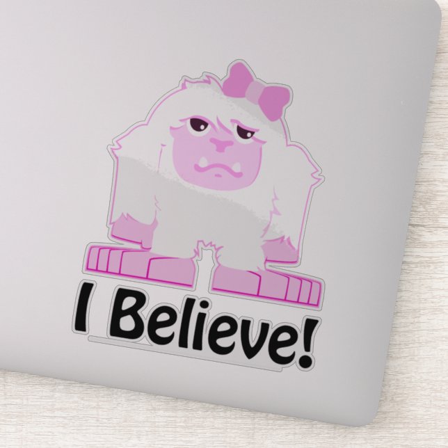Adesivo Eu Acredito Na Bonita Garota De Cartoon Yeti (Detalhe)