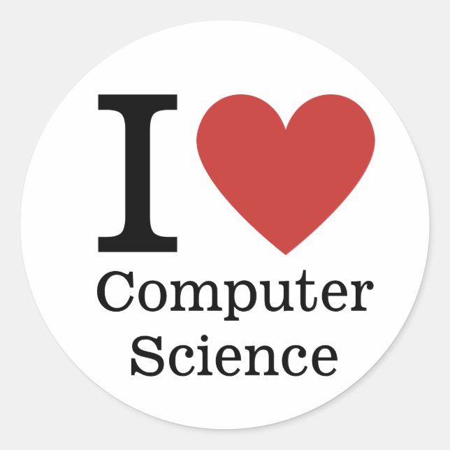 Adesivo Eu ❤️ adoro a Computer Science STICKER (Frente)