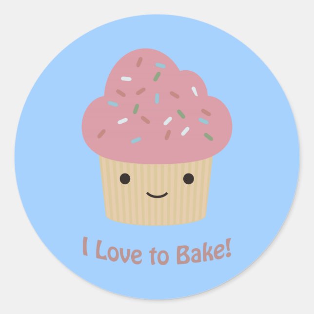Adesivo Eu adoro Assar! Cupcake (Frente)