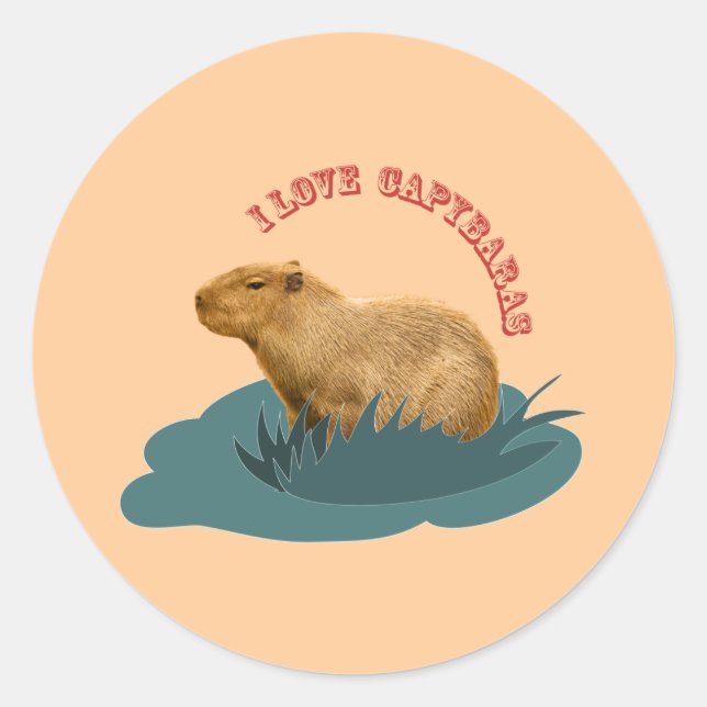 Adesivo Eu adoro capybaras (Frente)