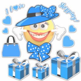 Adesivo Eu Adoro Comprar a moda sorridente Emoji