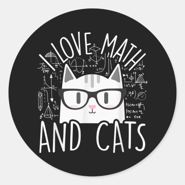 Adesivo Eu Adoro Matemática E Gatos Gatinhos Bonitos (Frente)