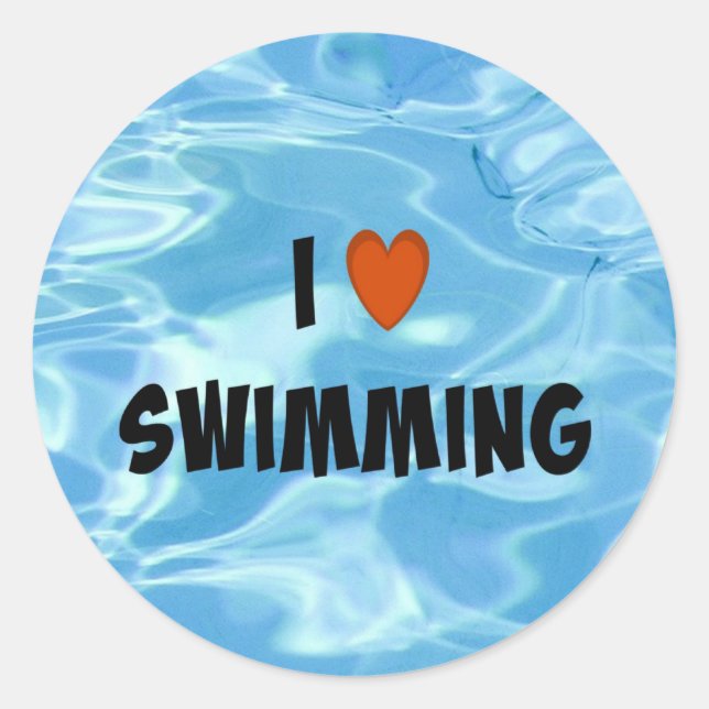 Adesivo Eu Adoro Nadar... O Convidar Água Azul. (Frente)