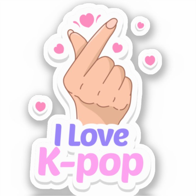 Adesivo Eu adoro o coração do dedo do Kpop (Frente)