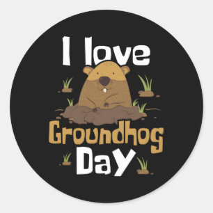 Adesivo Eu adoro o Dia do Groundhog Woodchuck Groundhog