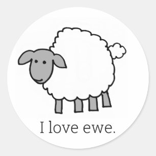 Adesivo Eu Adoro O Ewe Sheep Round Sticker