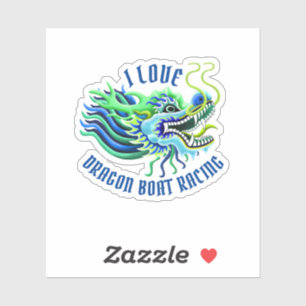 Adesivo Eu adoro o logotipo verde azul do Dragon Boat Raci