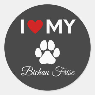 Adesivo Eu adoro o meu texto personalizado do cão Bichon F