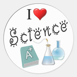 Adesivo Eu adoro o Science Heart Lab Classroom Round S