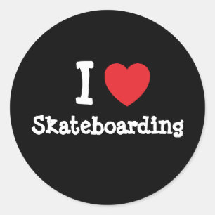 Adesivo Eu adoro o Skateboard coração personalizado