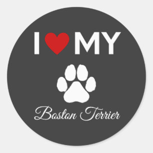 Adesivo Eu adoro o texto personalizado do meu cão Boston T