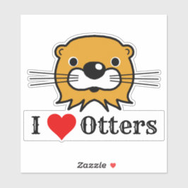 Adesivo Eu Adoro Otters. Autocolante de lontra