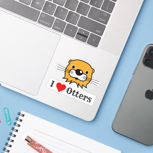 Adesivo Eu Adoro Otters. Cabeça de Otter