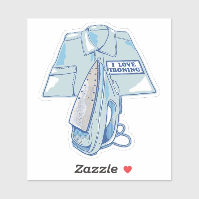 Adesivo Eu adoro passar ferro engraçado (Folha)