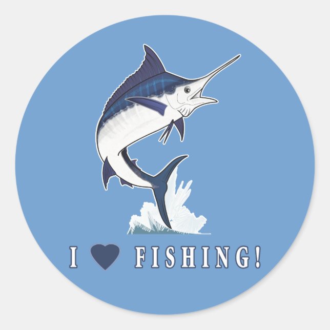 Adesivo Eu Adoro Pescar: Atlantic Blue Marlin (Frente)