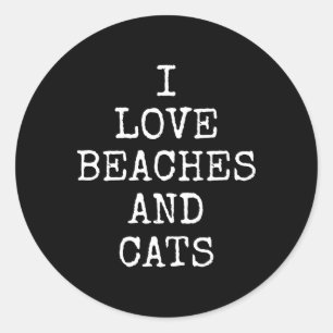 Adesivo Eu Adoro Praias E Gatos Camisetas Gatinhos Engraça
