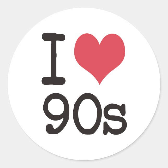 Adesivo Eu adoro produtos e Designs da década de 90! (Frente)