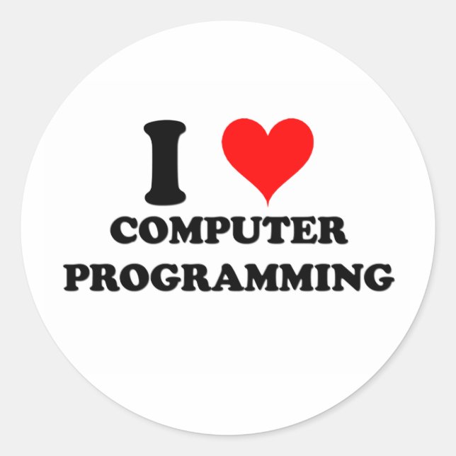 Adesivo Eu adoro programação de computador (Frente)