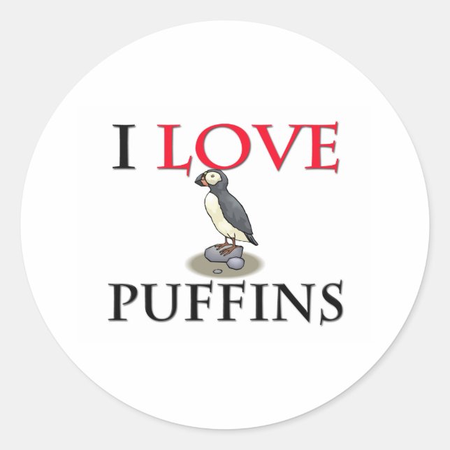 Adesivo Eu Adoro Puffins (Frente)