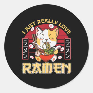 Adesivo Eu Adoro Ramen Kawaii Anime Cat Ramen Gi
