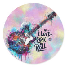 Eu Adoro Rock N Roll Música Elétrica Arte Azul
